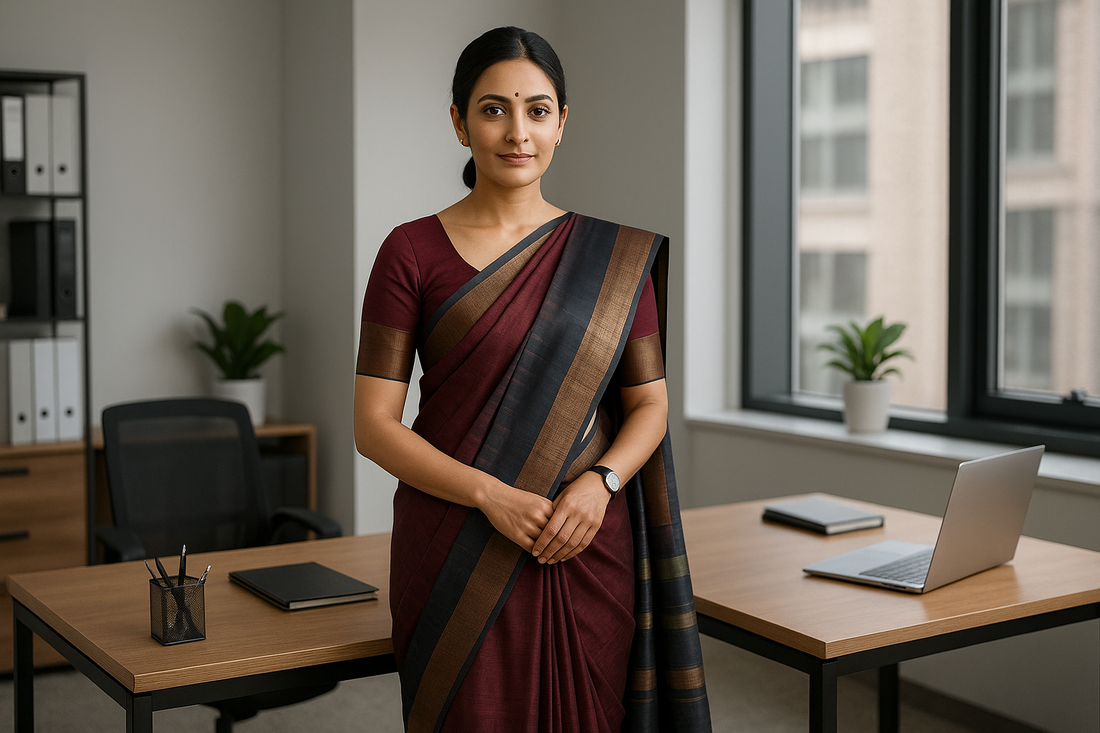 How to Wear Bengal Silk Sarees at Work | Office Saree Styling Tips for a Slim & Professional Look