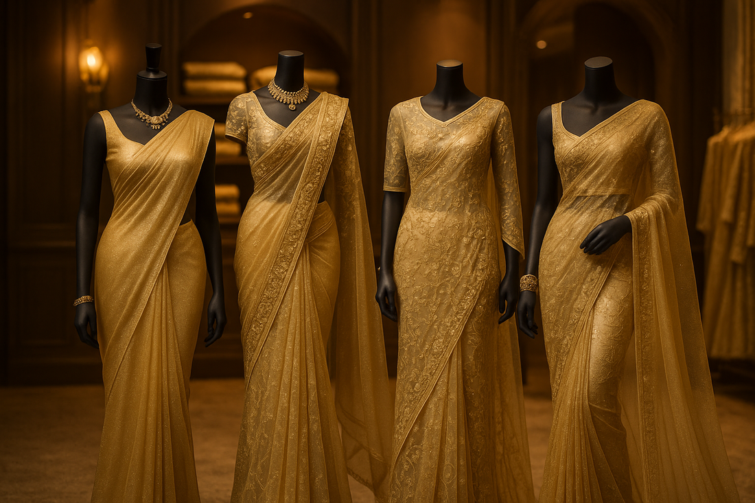 Why Net Plain Golden Sarees & Modern Net Sarees Are Every Fashionista's Dream