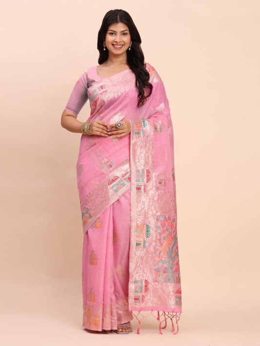 Linen STORI from Astita fancy design linen Fabric saree wholesale, with latkan