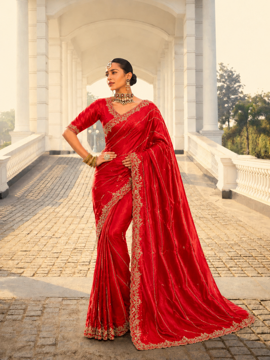 RO14492 Zimmy Choo Designer Saree | Khatli Cut Dana & Diamond Handwork | Premium Party Wear Saree