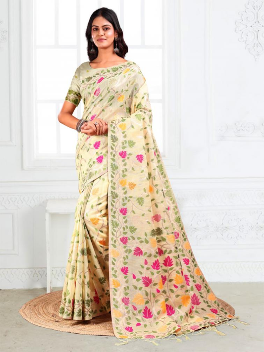 GULBAHAR by Astita elegant designer linen Fabric Saree Wholesale with Latkan