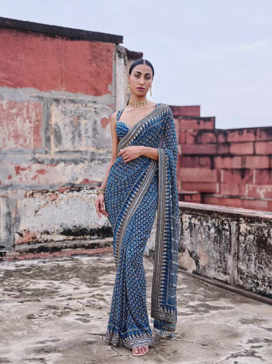 RO14515 Soft Fox Georgette Designer Saree | Katdana & Real Mirror Handwork | Party Wear Saree