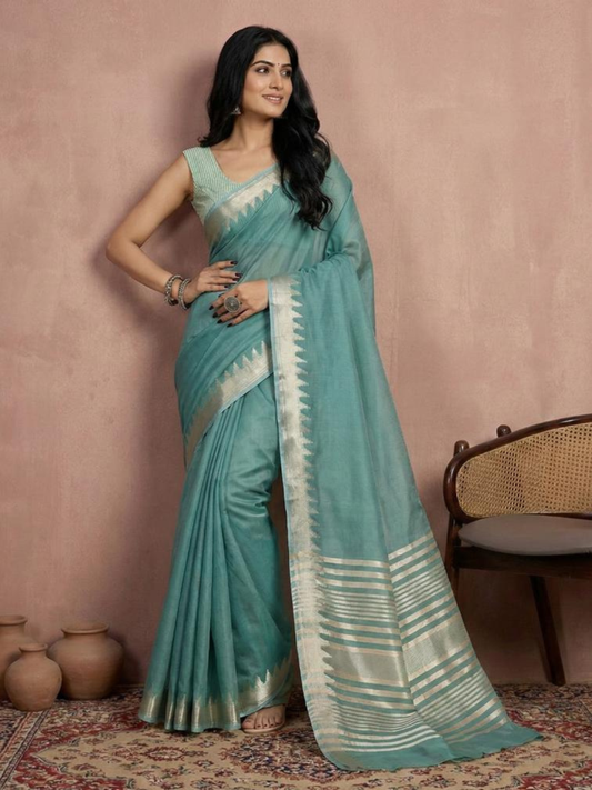 URBAN LOOM VOL 1 – Fancy Designer Cotton Silk Saree with Zari Border & Latkan