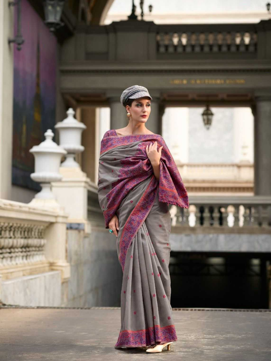prajanya by rajpath linen cotton ethnic design saree exports