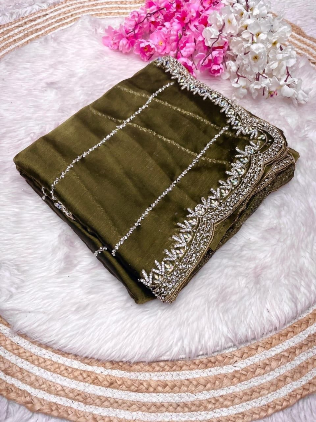 RO14492 Zimmy Choo Designer Saree | Khatli Cut Dana & Diamond Handwork | Premium Party Wear Saree