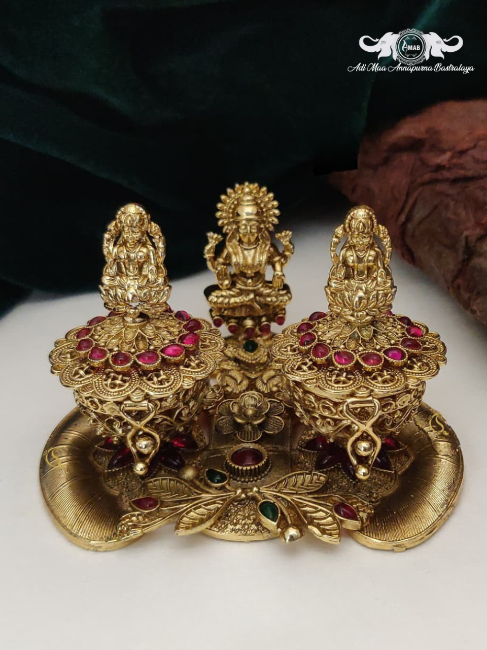 Wholesale Antique Gold Lakshmi Kuber Idol Set for Pooja