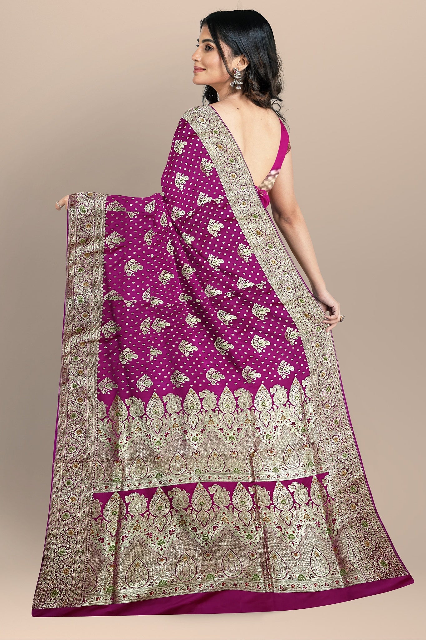 Royal Deep Rani Benarasi Saree with Minakari Pallu and Zari Work.DN NO-2011
