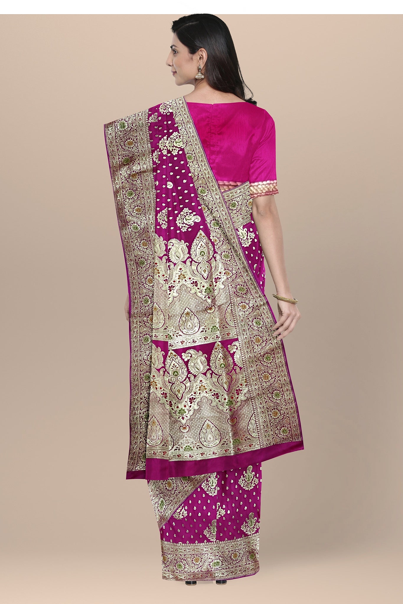 Royal Deep Rani Benarasi Saree with Minakari Pallu and Zari Work.DN NO-2011