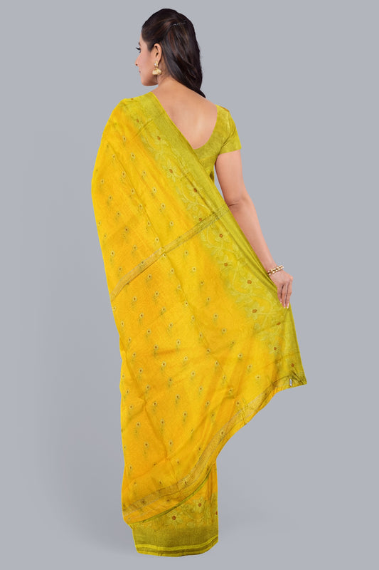 Regal Handloom Saree in Yellow with Golden Accents,DN NO-1082