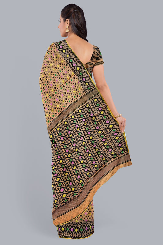 Exquisite Pitch Soft Jamdani Saree with Multicolored Minakari Accents,DN NO-1101