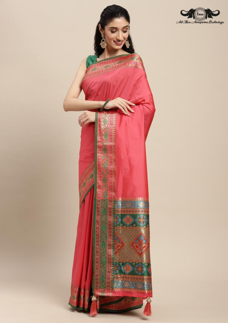 Traditional Bandhani Print Chiffon Saree with Intricate Embroidered Border set of 6