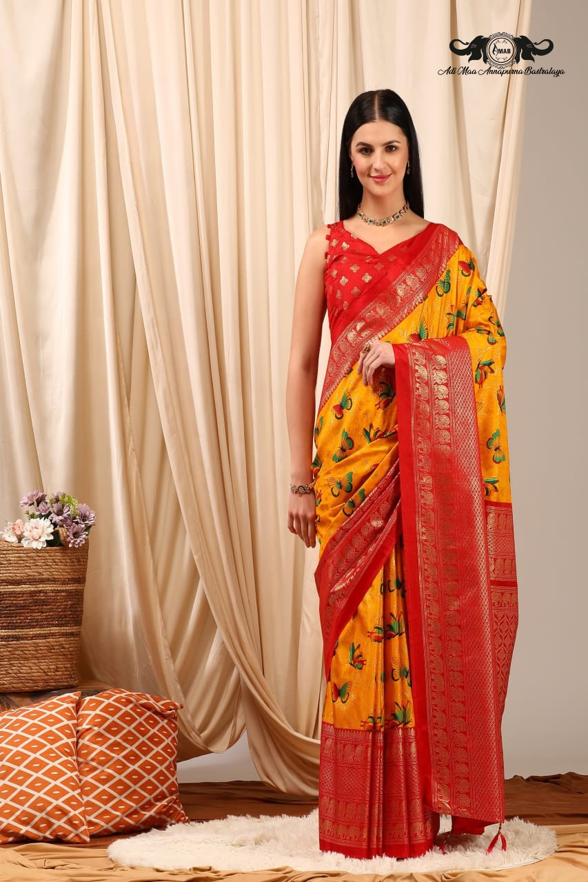 Luxurious Silk Blend Designer Sarees with Rich Zari Borders