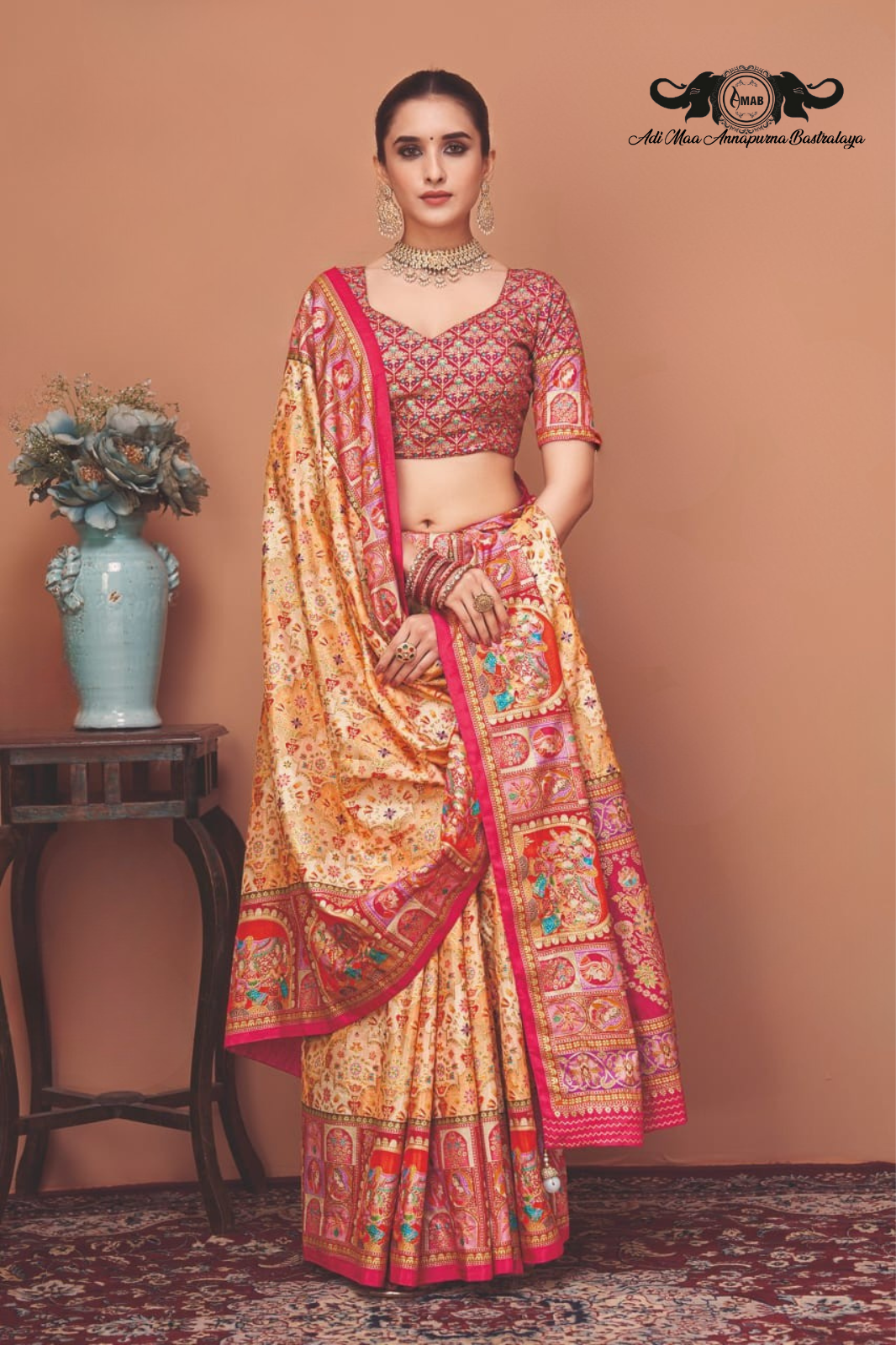 Luxurious Art Silk Saree with Traditional Pichwai Digital Print