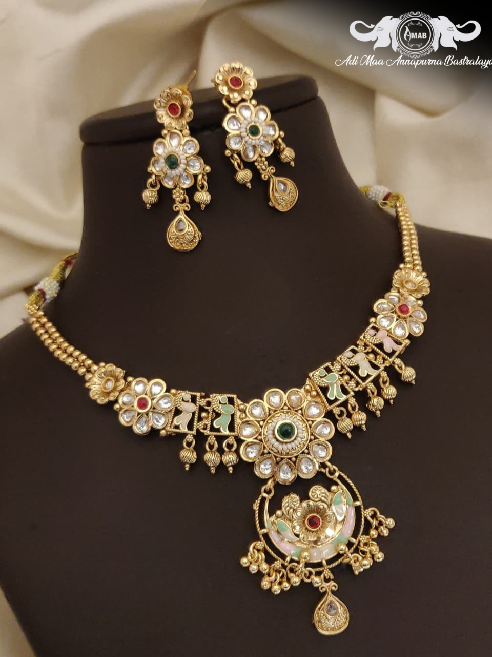 Wholesale Polki Choker Set Multi-Color Meenakari - Bulk