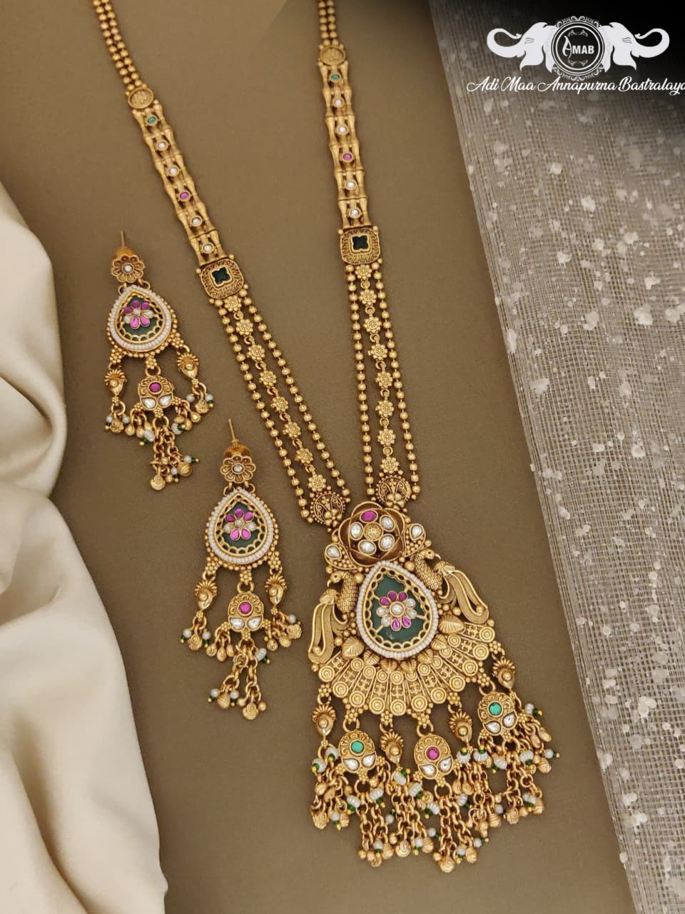 Wholesale Antique Gold Heritage Long Set Meenakari - Bulk