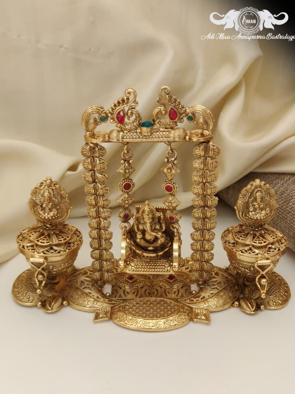 Wholesale Antique Gold Ganesha Swing Set for Diwali Pooja