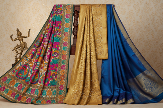 Designer Sarees: Prints, Gold & Timeless Silk Elegance