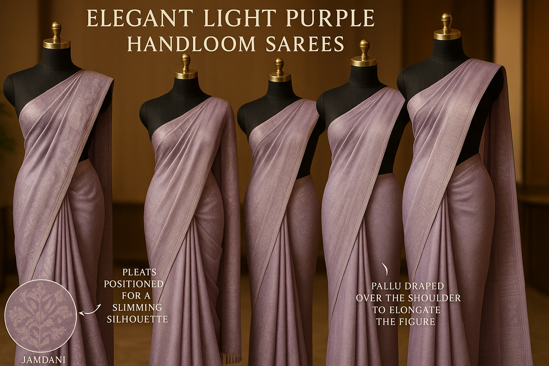 Light Purple & Handloom Sarees: Slimming Style Tips with Jamdani & Bengal Weaves