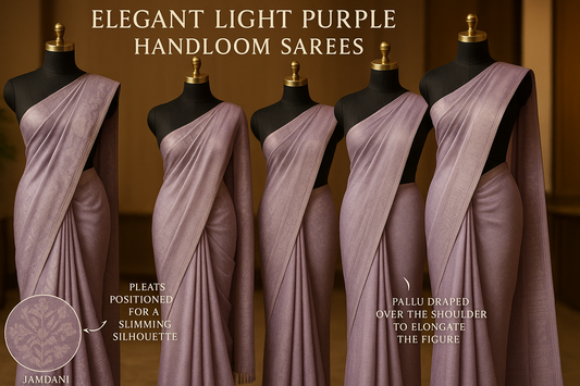 Light Purple & Handloom Sarees: Slimming Style Tips with Jamdani & Bengal Weaves