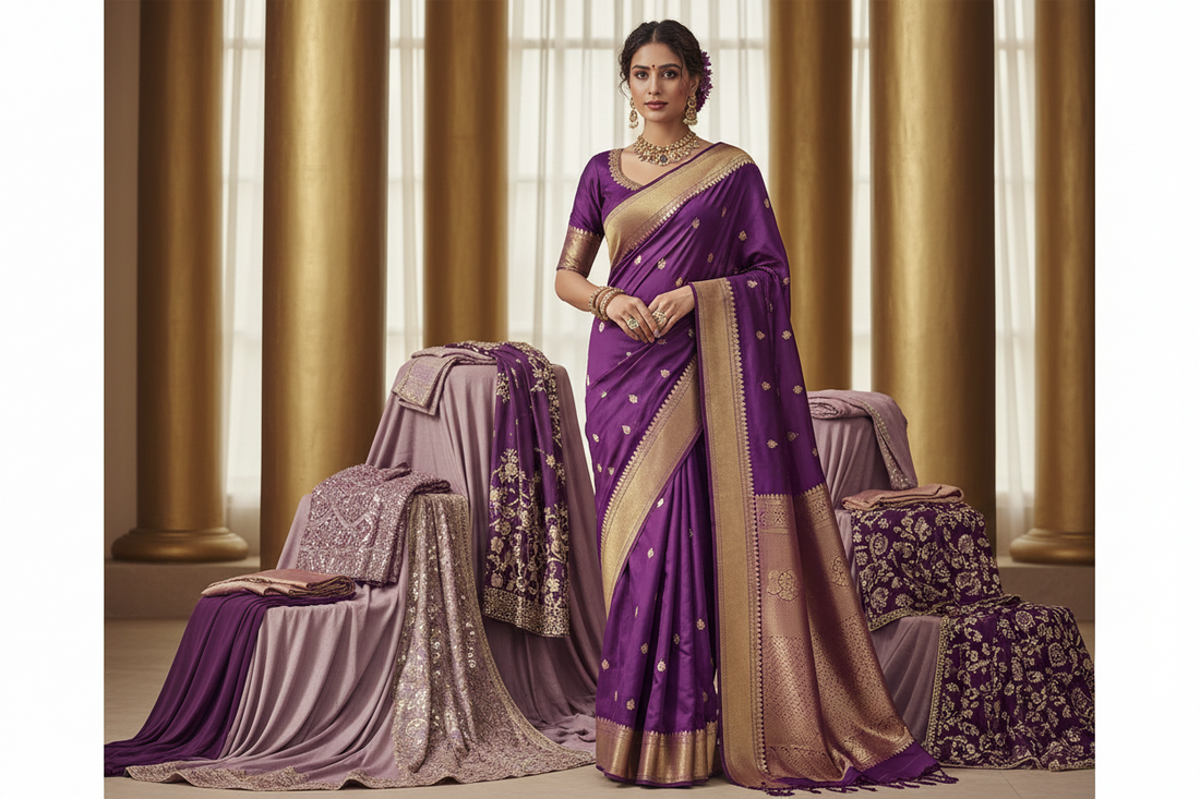 Purple Sarees: Wedding, Plain & Latest Trends