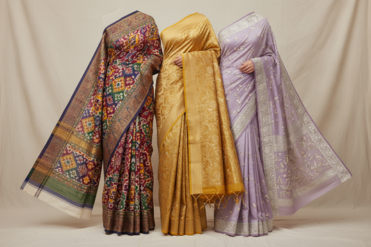 Trendy Sarees: Block Print, Benarasi & Lavender Styles