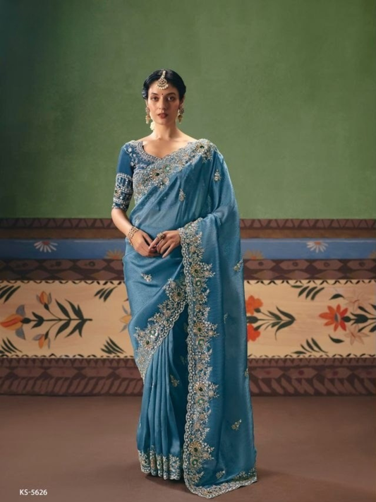 Designer Embroidered Party Wear Saree Collection RO14490 | Sequins, Stone & Pearl Work | Wedding & Festive Special