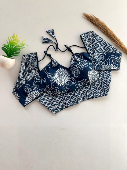 Original Handprint Cotton Blouse | Hand-Painted Designer Padded Blouse (Short Sleeves)