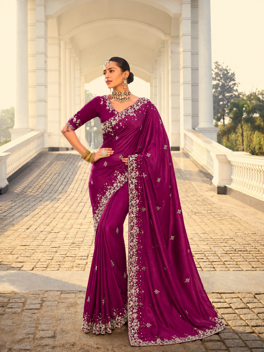 RO14492 Zimmy Choo Designer Saree | Khatli Cut Dana & Diamond Handwork | Premium Party Wear Saree