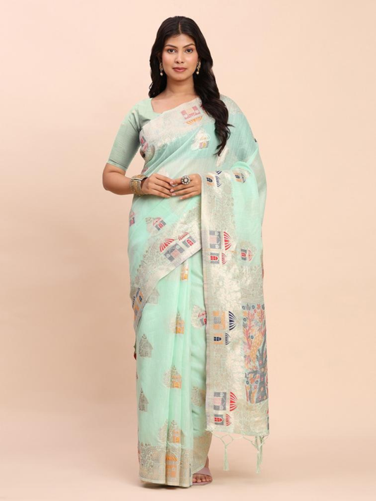 Linen STORI from Astita fancy design linen Fabric saree wholesale, with latkan