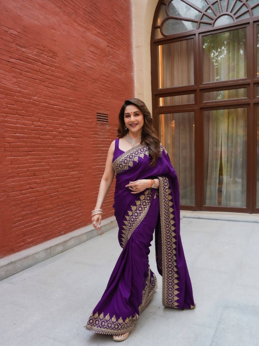 RO14516 Bollywood Style Rangoli Silk Saree | Sequins & Zari Embroidery Designer Party Wear Saree