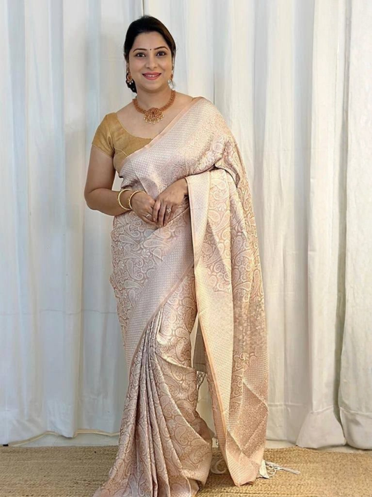 Soft Lichi Silk Jacquard Saree | Rich Pallu Designer Saree with Exclusive Border