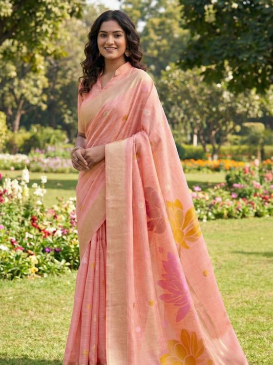 PANKHUDI from Astita's fancy design Soft LINEN COTTON fabric saree wholesale and Fancy Latkan
