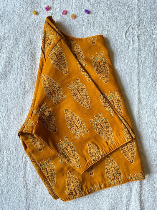 Pure Ajrakh Handblock Cotton Blouse | Princess Cut Boat Neck with Front Hook (100 Colours)