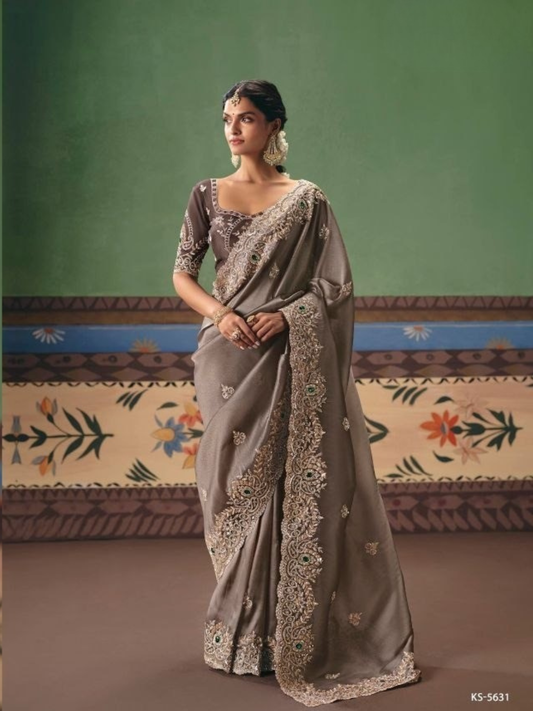 Designer Embroidered Party Wear Saree Collection RO14490 | Sequins, Stone & Pearl Work | Wedding & Festive Special