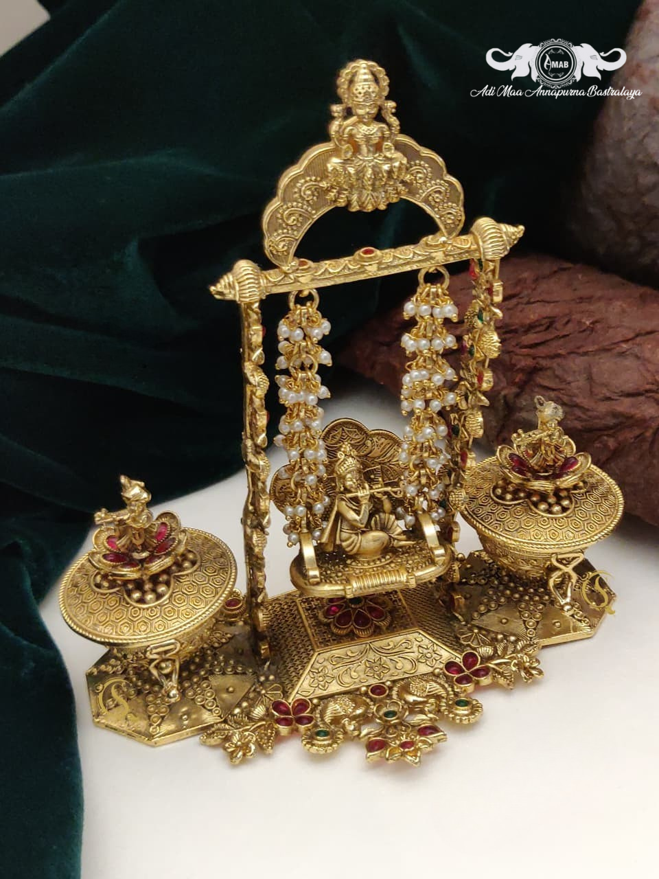Wholesale Antique Gold Krishna Jhula Shrine for Gifting