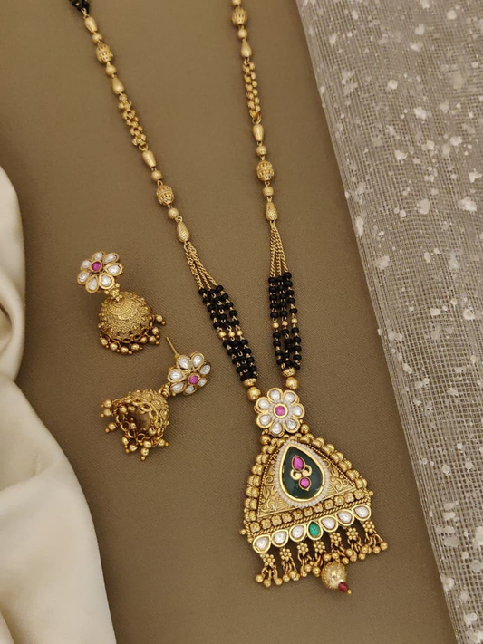 Wholesale Gold Plated Mangalsutra Set with Jhumka Earrings