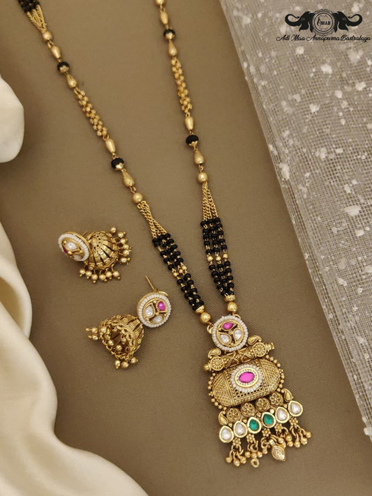 Wholesale Antique Gold Mangalsutra Set with Stud Jhumka