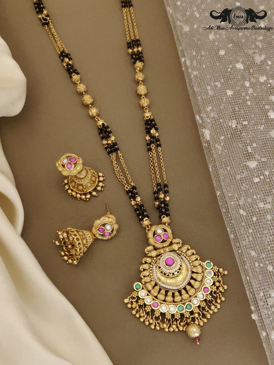Wholesale Designer Mangalsutra Set with Chandbali Pendant Jhumka