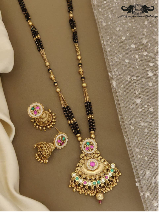 Wholesale Designer Chandbali Mangalsutra Set with Stud Jhumka