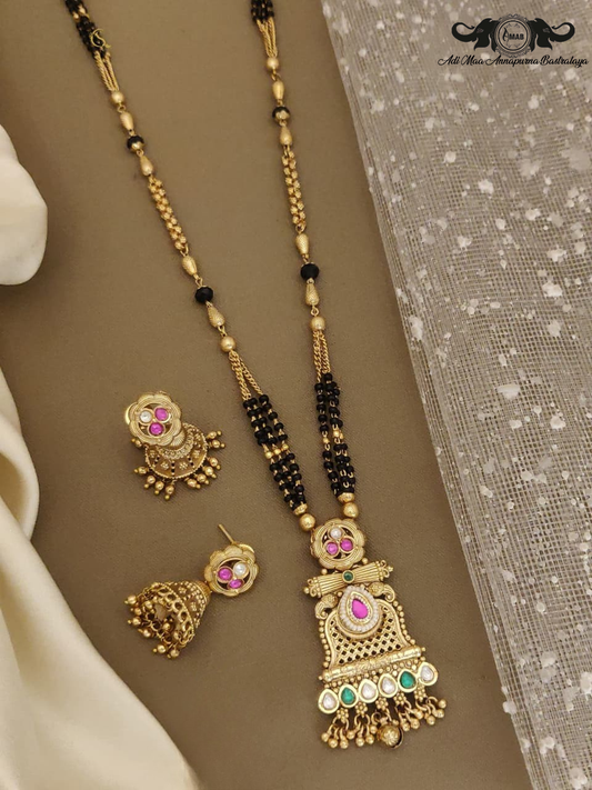 Wholesale Bell-Shaped Pendant Mangalsutra Set with Jhumka