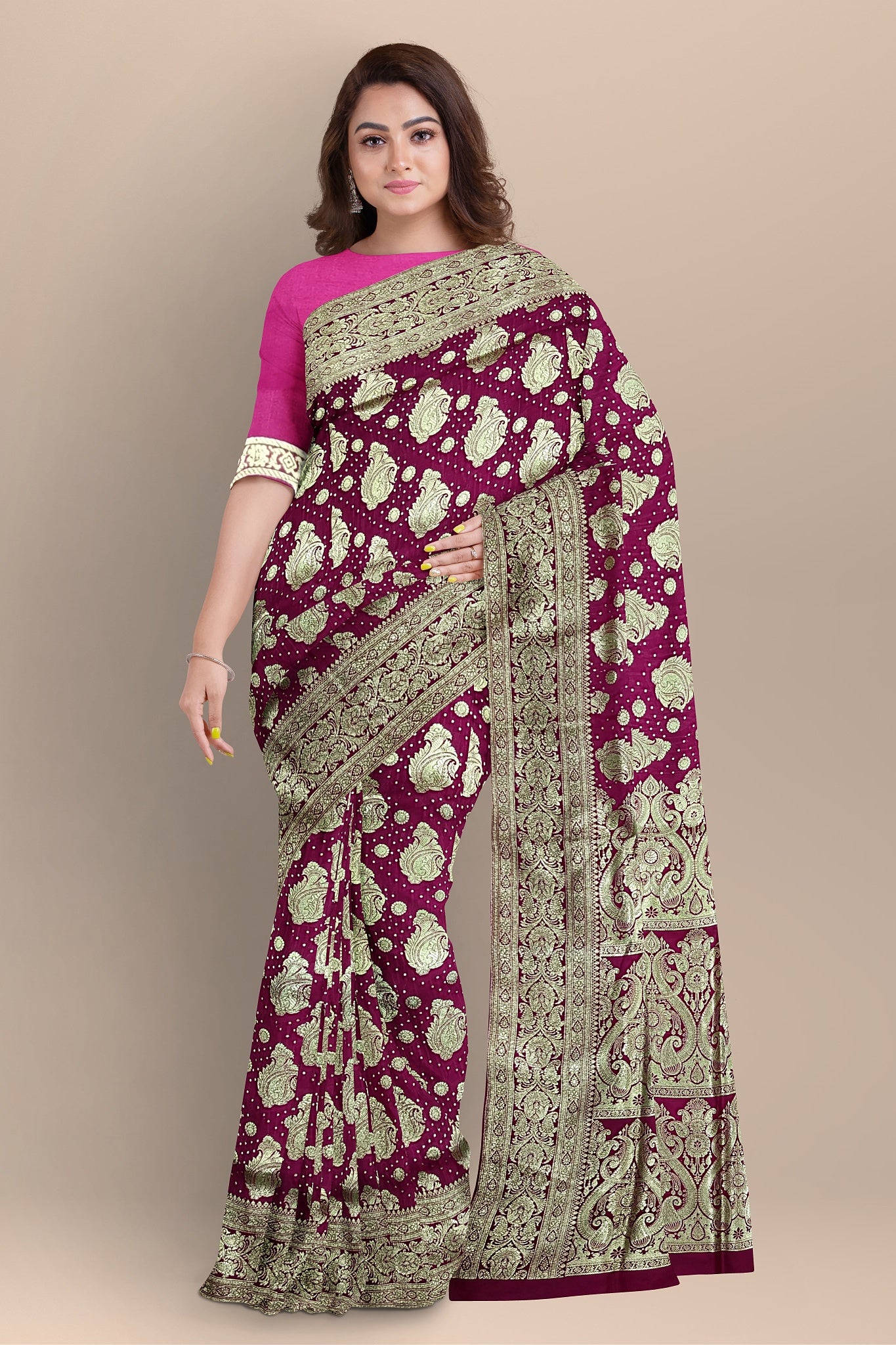 Royal Rani Benarasi Saree with Dual Buta, Kalka Pallu, and Matching Blouse.DN NO-2014