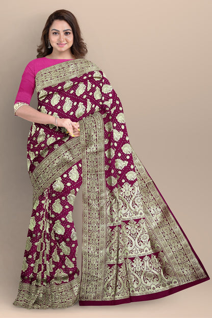 Royal Rani Benarasi Saree with Dual Buta, Kalka Pallu, and Matching Blouse.DN NO-2014