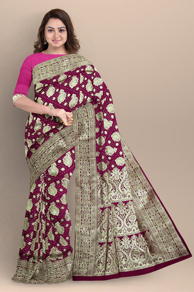 Royal Rani Benarasi Saree with Dual Buta, Kalka Pallu, and Matching Blouse