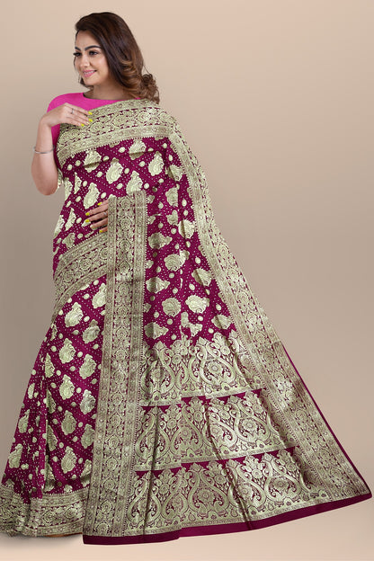 Royal Rani Benarasi Saree with Dual Buta, Kalka Pallu, and Matching Blouse.DN NO-2014