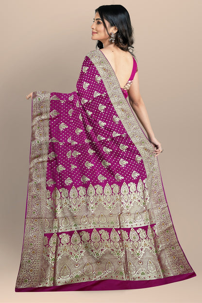 Royal Deep Rani Benarasi Saree with Minakari Pallu and Zari Work.DN NO-2011