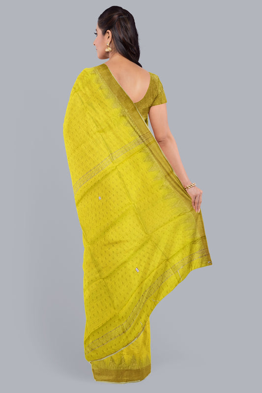 Regal Handloom Saree in Yellow with Golden Accents,DN NO-1067
