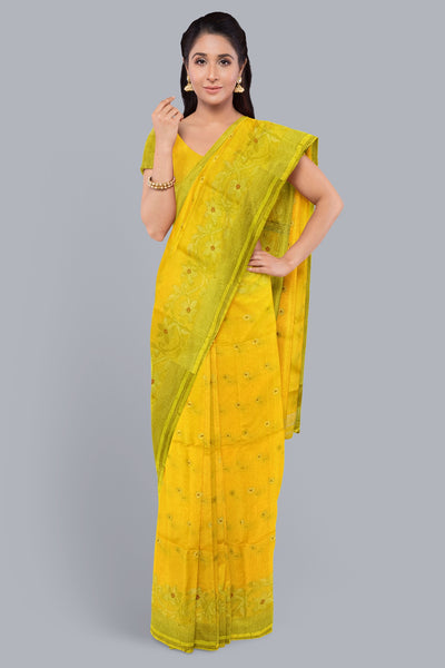 Regal Handloom Saree in Yellow with Golden Accents