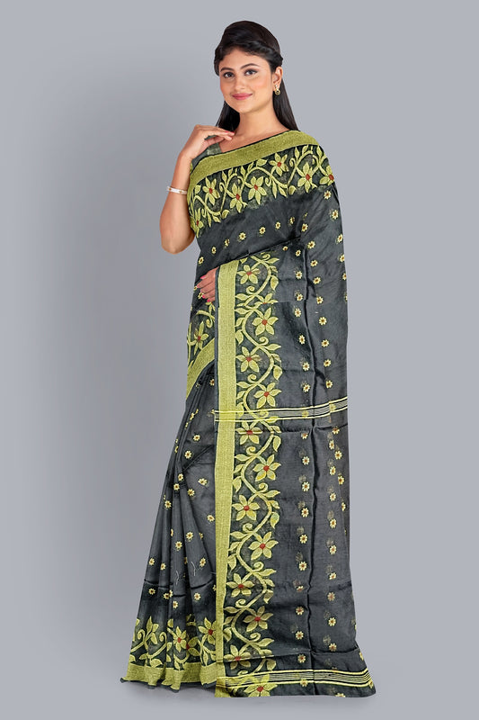 Exquisite Handloom Saree in Black with Golden Accents,DN NO-1069
