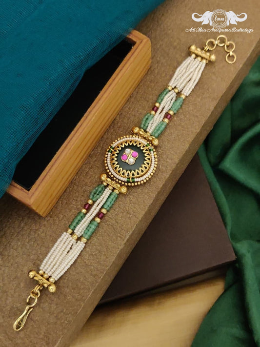 Wholesale Traditional Polki Beaded Bracelet with Multi-Stones