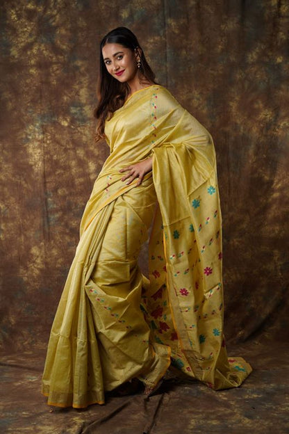 Traditional Soft Mulmul red colour Bengal Handloom Pure Cotton Saree Without Blouse Piece.DN NO-1062